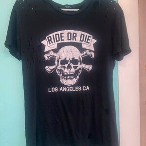 Brandy Melville Black 'Ride or Die' Tee